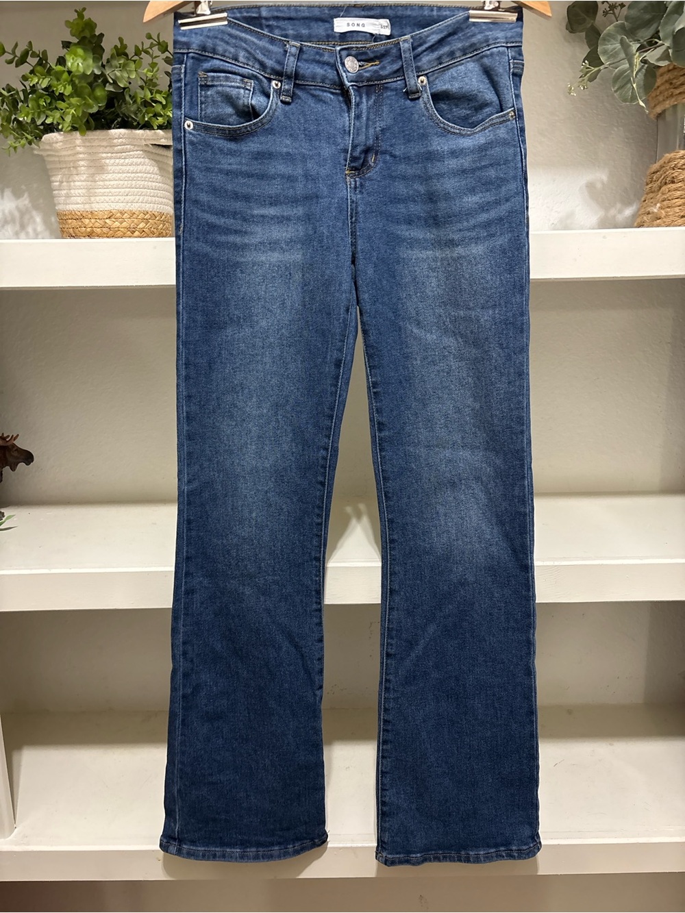 Fitted Mid-Rise Dark Blue Wide-Leg Jeans by SOHO
